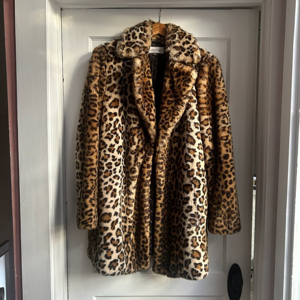 SOLD Calvin Klein Leopard Sherpa Coat